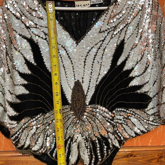 Vintage 1980s Showmax Sequined Cap Shawl - Picture 6 of 8